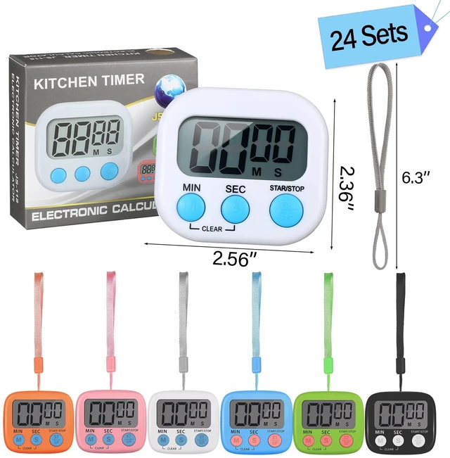 Alt view image 2 of 7 - 24 Pcs Digital Kitchen Timer Magnetic LCD Alarm, Colorful | With Lanyard, for Teacher Classroom, Cooking Baking, Count up Countdown, Magnetic Switch, Big Display Loud Alarm