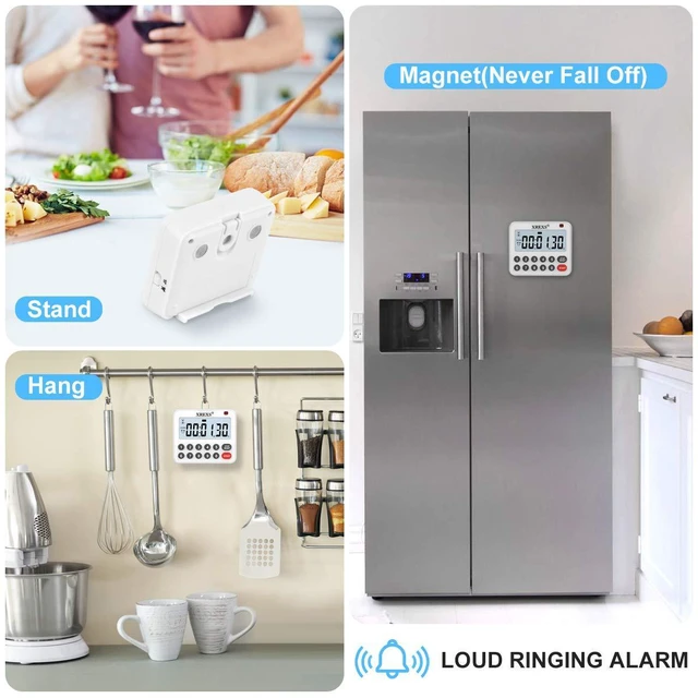 Alt view image 6 of 7 - Digital Kitchen Timer Magnetic Countdown Up Cooking Loud Alarm | Mute Optional Magnet and Stand, Large Display Classroom Timer for Teachers (2 Batteries Included) Upgraded Version