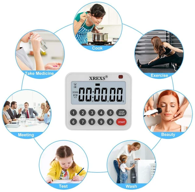 Alt view image 7 of 7 - Digital Kitchen Timer Magnetic Countdown Up Cooking Loud Alarm | Mute Optional Magnet and Stand, Large Display Classroom Timer for Teachers (2 Batteries Included) Upgraded Version