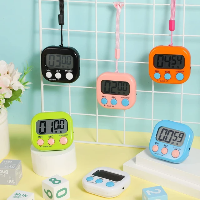 Alt view image 7 of 7 - 24 Pcs Digital Kitchen Timer Magnetic LCD Alarm, Colorful | With Lanyard, for Teacher Classroom, Cooking Baking, Count up Countdown, Magnetic Switch, Big Display Loud Alarm