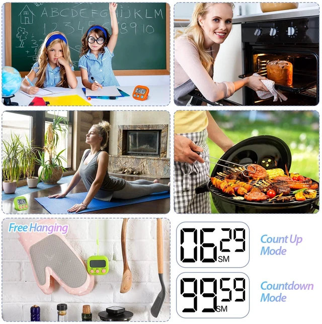 Alt view image 6 of 7 - 24 Pcs Digital Kitchen Timer Magnetic LCD Alarm, Colorful | With Lanyard, for Teacher Classroom, Cooking Baking, Count up Countdown, Magnetic Switch, Big Display Loud Alarm