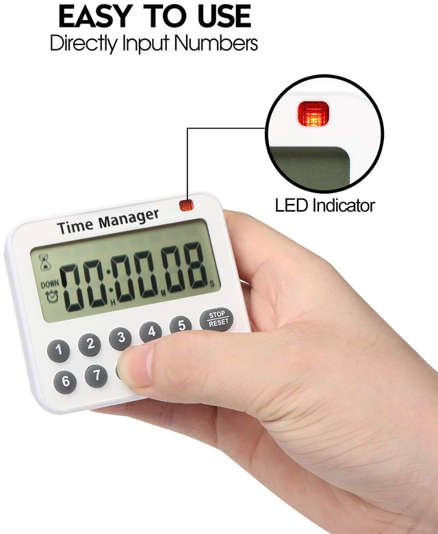 Alt view image 3 of 7 - Magnetic Digital Kitchen Timer with Direct Numerical Keypad, Loud Alarm - 99Hr Countdown Count Up Timer for Cooking Baking Classroom, Batteries Included