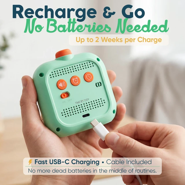 Alt view image 4 of 7 - Digital Visual Timer for Kids - Calmer Routines & Transitions | Silent, Rechargeable, 99-Min Clock, Alarm, Countdown & Count-up; For Classroom, Home & Therapy - Builds Focus & Independence