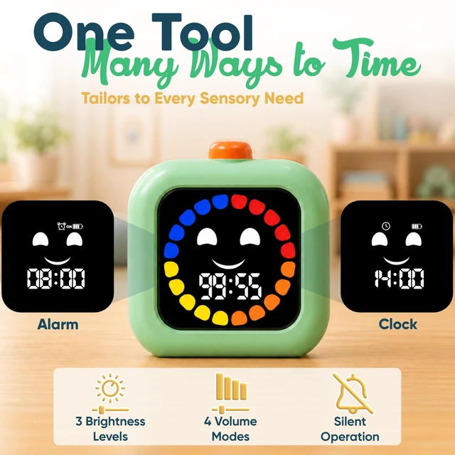 Alt view image 5 of 7 - Digital Visual Timer for Kids - Calmer Routines & Transitions | Silent, Rechargeable, 99-Min Clock, Alarm, Countdown & Count-up; For Classroom, Home & Therapy - Builds Focus & Independence
