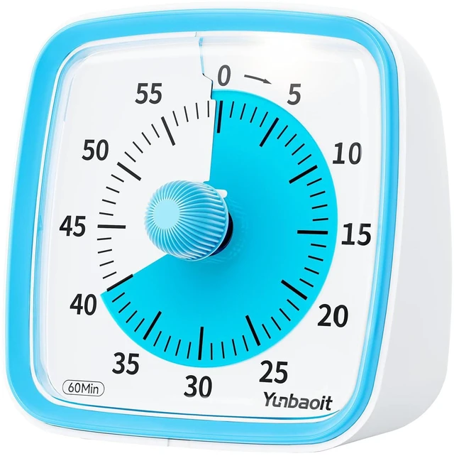 Main image of Visual Timer with Night Light, 60 Minute Countdown, Light Blue | 3 Alarm Modes, Mute Flash, for Kids and Adults, Time Management Tool for Classroom, Home, School, and Work
