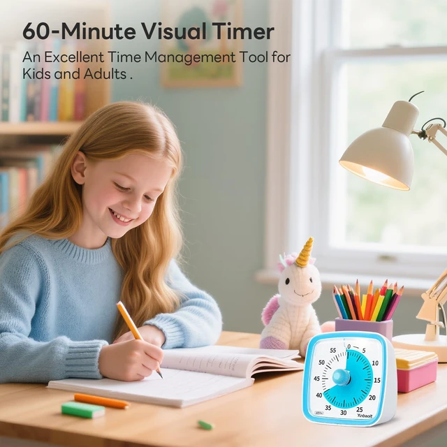 Alt view image 2 of 7 - Visual Timer with Night Light, 60 Minute Countdown, Light Blue | 3 Alarm Modes, Mute Flash, for Kids and Adults, Time Management Tool for Classroom, Home, School, and Work