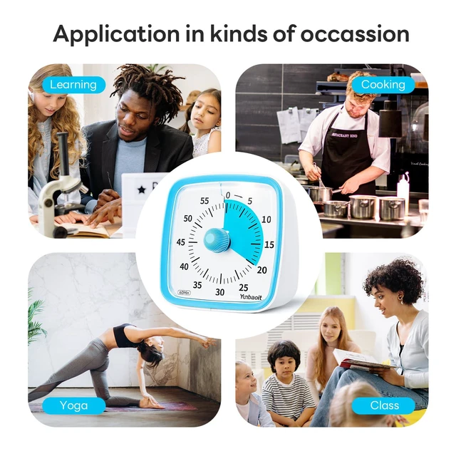 Alt view image 7 of 7 - Visual Timer with Night Light, 60 Minute Countdown, Light Blue | 3 Alarm Modes, Mute Flash, for Kids and Adults, Time Management Tool for Classroom, Home, School, and Work