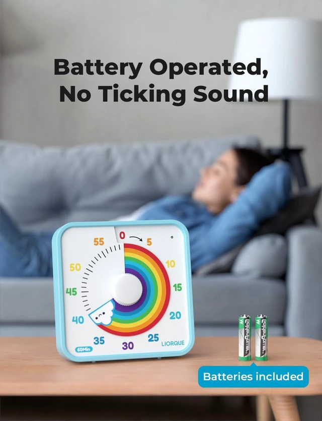 Alt view image 4 of 7 - 7.5-Inch Large Visual Timer, 60-Minute Classroom Timer Magnetic | Non-Ticking, 3-level Volume, 3 Alarm Modes, Kids Countdown Timer for Classroom Kitchen Office ADHD, AA Batteries Included