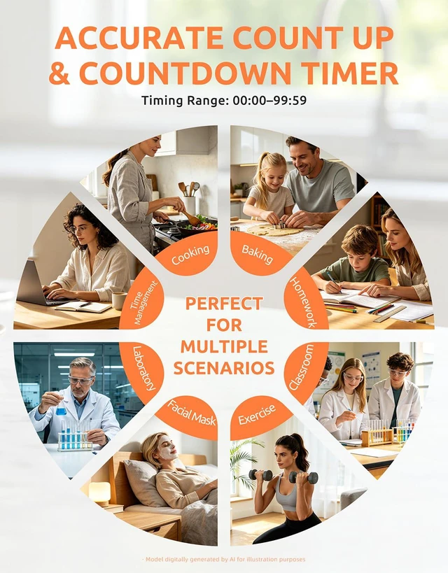 Alt view image 7 of 7 - 2 Pack Digital Timer for Classroom & Kitchen, Large LCD Countdown Timer | Ideal for study, homework, baking, cooking and daily tasks. Loud, soft & silent alarms with magnetic stand hanging hole