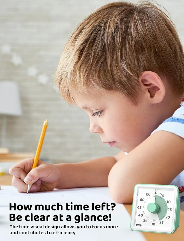Alt view image 3 of 7 - Visual Timer for Kids, 60 Minute Countdown Timer, Green | Non-Ticking, 3 Volume Levels with Mute Function, Timer for Kitchen Cooking Classroom ADHD, 2 AAA Batteries Included