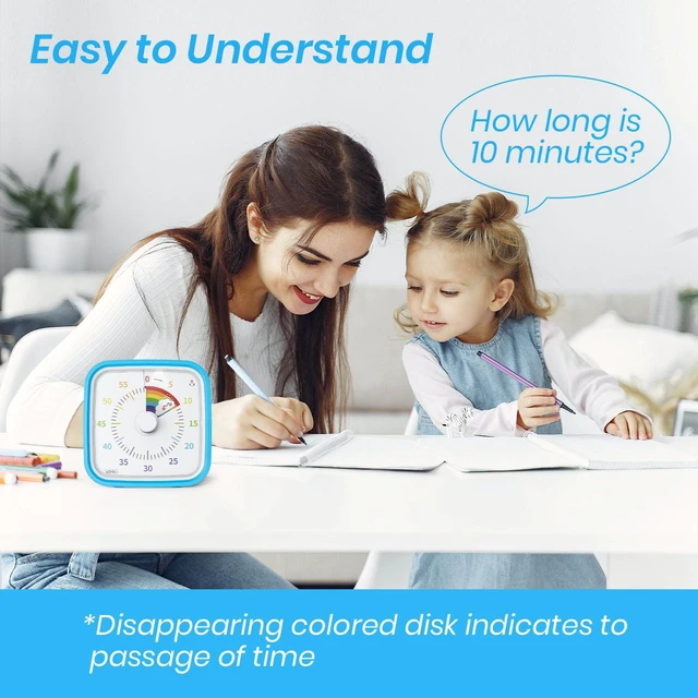 Alt view image 2 of 7 - Rainbow Visual Timer for Kids, 60-min Countdown Timer, Blue | Cute Study Timer for Classroom, Homeschool, Office, Kitchen, Kids Desk with Protective Case, Mute&Ringing Alarm, Nightlight