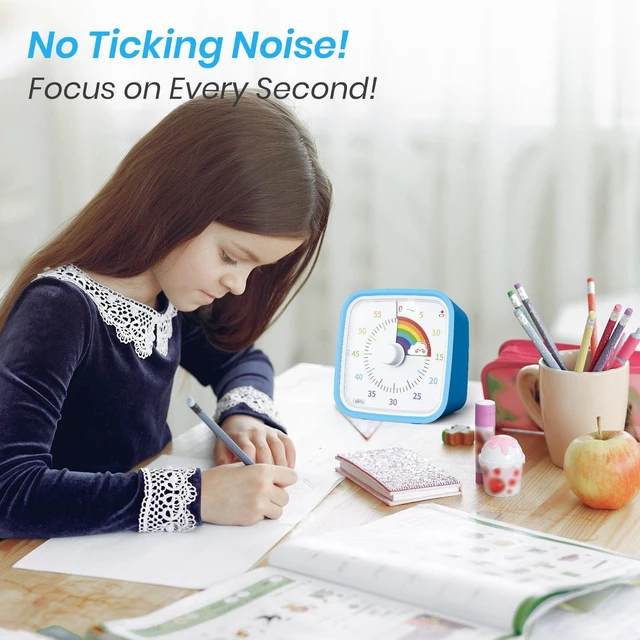 Alt view image 6 of 7 - Rainbow Visual Timer for Kids, 60-min Countdown Timer, Blue | Cute Study Timer for Classroom, Homeschool, Office, Kitchen, Kids Desk with Protective Case, Mute&Ringing Alarm, Nightlight