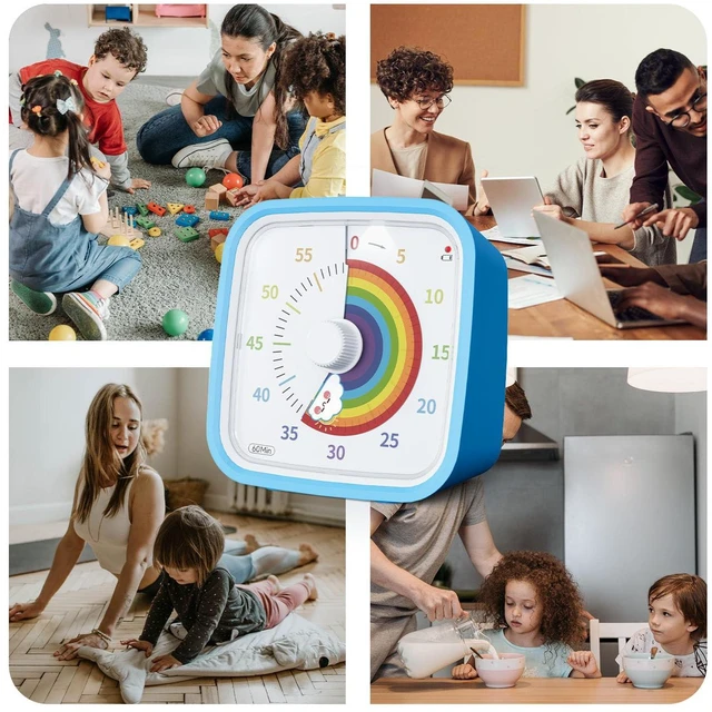 Alt view image 7 of 7 - Rainbow Visual Timer for Kids, 60-min Countdown Timer, Blue | Cute Study Timer for Classroom, Homeschool, Office, Kitchen, Kids Desk with Protective Case, Mute&Ringing Alarm, Nightlight