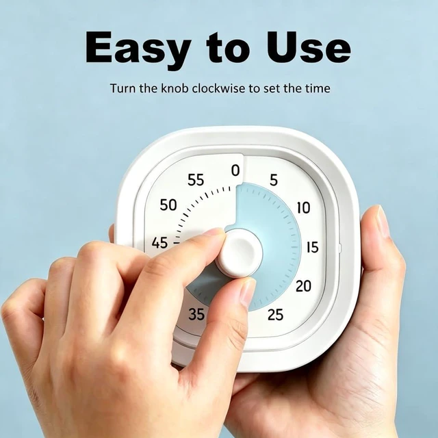 Alt view image 4 of 7 - 60 Minute Visual Timer,Silent Time Management Tool (White) | kitchen timer,Timers for classroom, kitchen,home and office, No ticking sounds,60 Minute Countdown Timer
