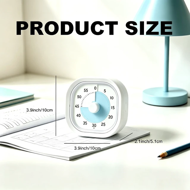 Alt view image 2 of 7 - 60 Minute Visual Timer,Silent Time Management Tool (White) | kitchen timer,Timers for classroom, kitchen,home and office, No ticking sounds,60 Minute Countdown Timer