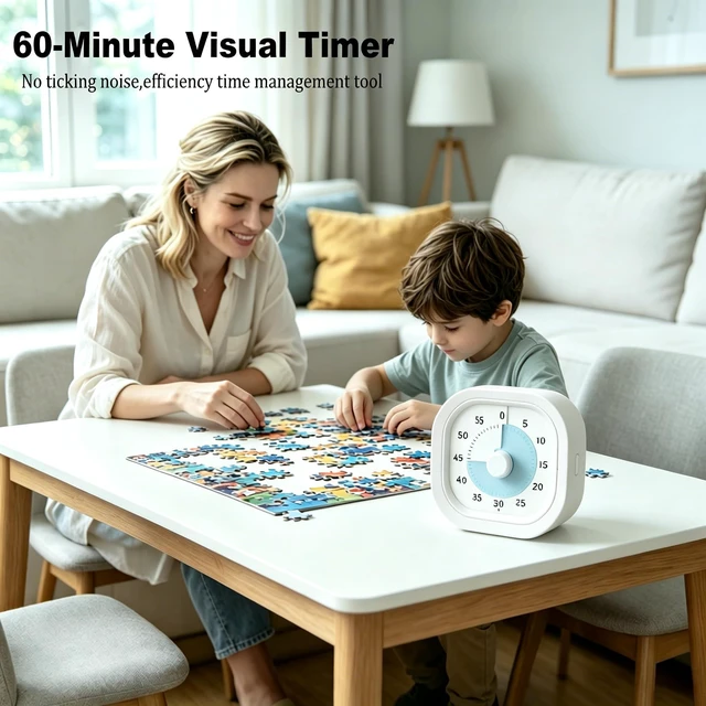 Alt view image 6 of 7 - 60 Minute Visual Timer,Silent Time Management Tool (White) | kitchen timer,Timers for classroom, kitchen,home and office, No ticking sounds,60 Minute Countdown Timer