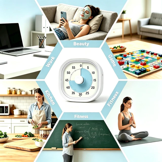Alt view image 7 of 7 - 60 Minute Visual Timer,Silent Time Management Tool (White) | kitchen timer,Timers for classroom, kitchen,home and office, No ticking sounds,60 Minute Countdown Timer