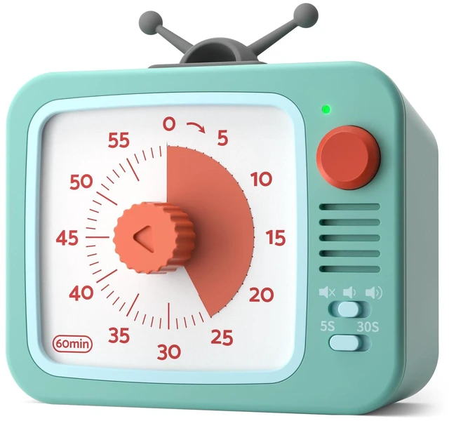 Main image of Visual Timer for Kids with Pause, 60 Minute Countdown Timer, Green | Non-Ticking, 3 Volume Levels, Back Magnetic, Two Ringing Durations, Light Indicator, for Classroom Kitchen Office ADHD