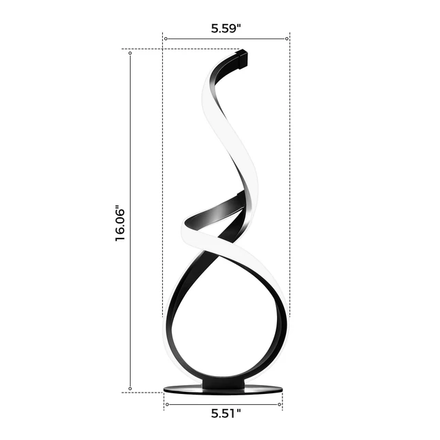 Alt view image 2 of 7 - . 2 Pack Modern Table Lamps for Nightstand, LED Spiral Touch Light | 16" Dimmable 3 Color Temperature Night stand Desk Lamp, Unique Bedside Light for Living Room, Bedroom, Ideal Gift, Black