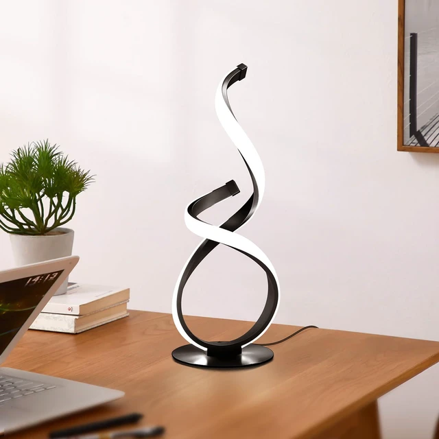 Alt view image 6 of 7 - . 2 Pack Modern Table Lamps for Nightstand, LED Spiral Touch Light | 16" Dimmable 3 Color Temperature Night stand Desk Lamp, Unique Bedside Light for Living Room, Bedroom, Ideal Gift, Black