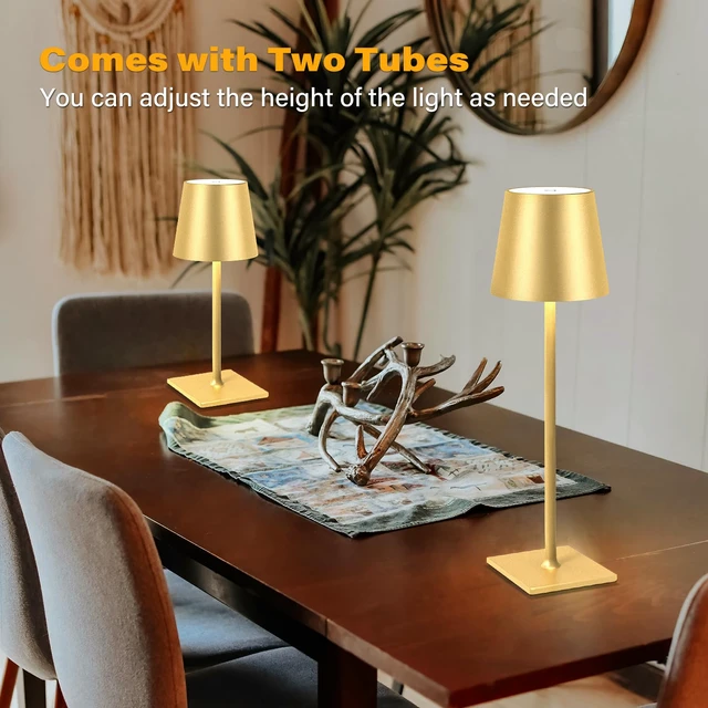 Alt view image 4 of 6 - 2 Pack Cordless Table Lamps, 3 Colors Stepless Dimming, 5000mAh Rechargeable Battery LED Desk Lamp for Bedroom/Couple Dinner/Desk/Cafe/Dining Room/Terrace