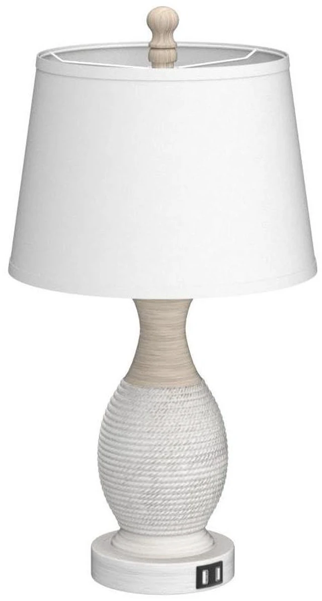 Alt view image 4 of 7 - Table Lamps Set of 2, Bedside Touch Lamp with USB C+A Charging Ports, Side Table Lamp with White Fabric Shade (LED Bulbs Included)