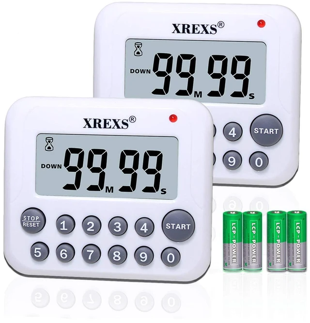 Main image of Digital Kitchen Timer Magnetic Countdown Up Cooking Timer Clock | with Magnet Back and Clip, Loud Alarm, Large Display Minutes and Seconds Directly Input(2 Pcs, Battery Included) PS-367