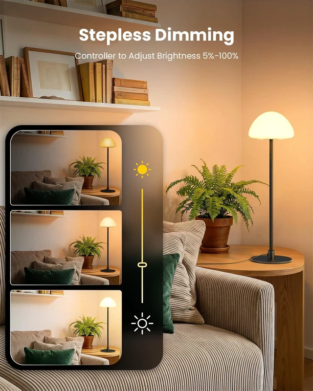 Alt view image 3 of 7 - RGB Table Lamp with 3 Color Temperatures, Stepless Dimmable Bedside Lamp 5%-100%, Flexible Gooseneck LED Nightstand Light, 4 Power Supply Options for Bedroom Living Room Office Gift