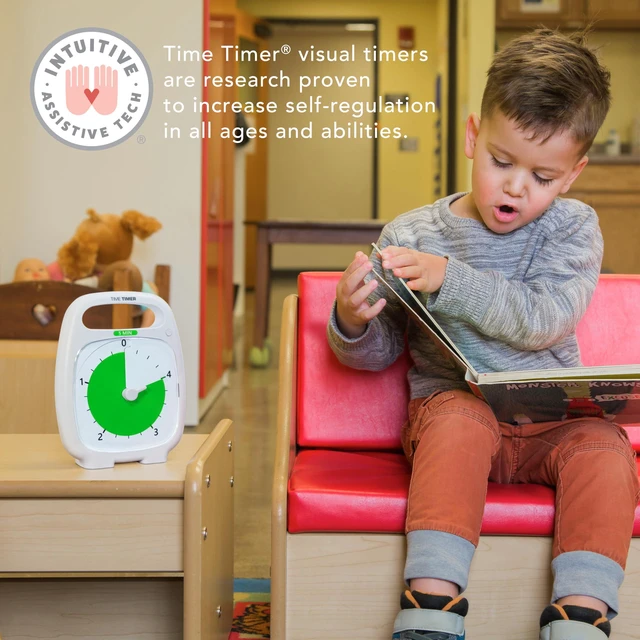 Alt view image 4 of 6 - PLUS 5 Minute Desk Visual Timer - Countdown Timer with Portable Handle for Classroom, Office, Homeschooling, Study Tool with Silent Operation (White)