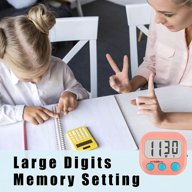 Alt view image 6 of 7 - Digital Kitchen Timers for Cooking, Timer for Kids 2 Pack Pink | Big Digits, Loud Alarm, Strong Magnetic, Large Screen, Count Down/Up, Classroom Timers for Teacher Supplies