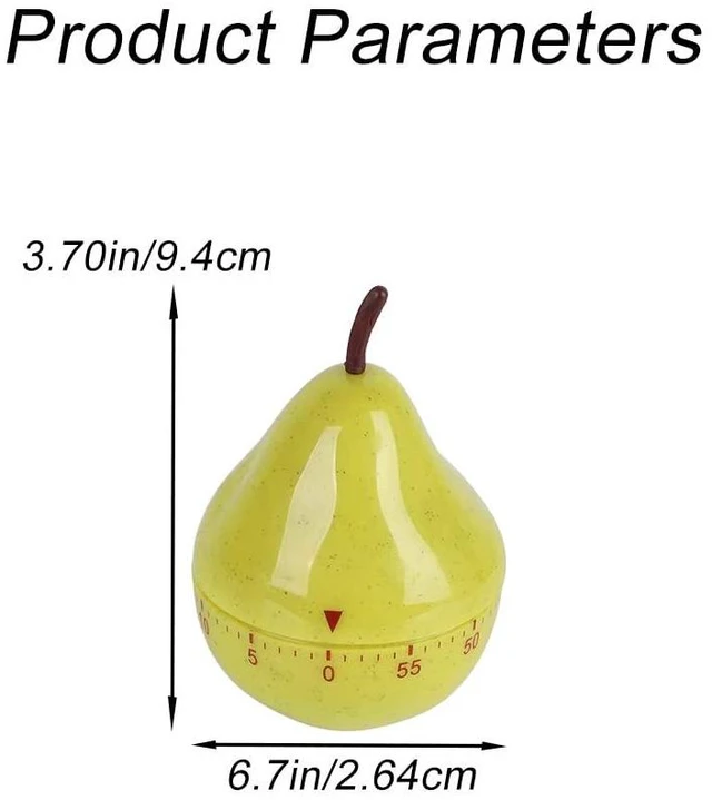 Alt view image 5 of 7 - Kitchen Timer Pear Shaped Mechanical Rotating Alarm 60 Minutes Countdown Timer for Baking Studying Cooking Napping