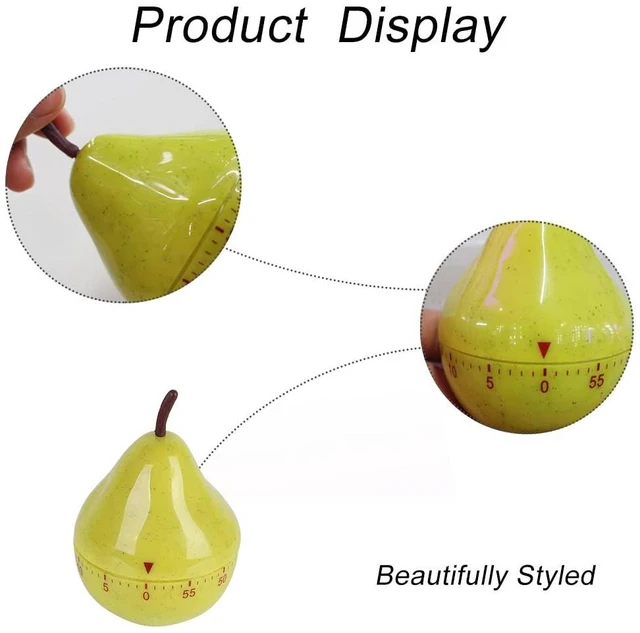 Alt view image 3 of 7 - Kitchen Timer Pear Shaped Mechanical Rotating Alarm 60 Minutes Countdown Timer for Baking Studying Cooking Napping