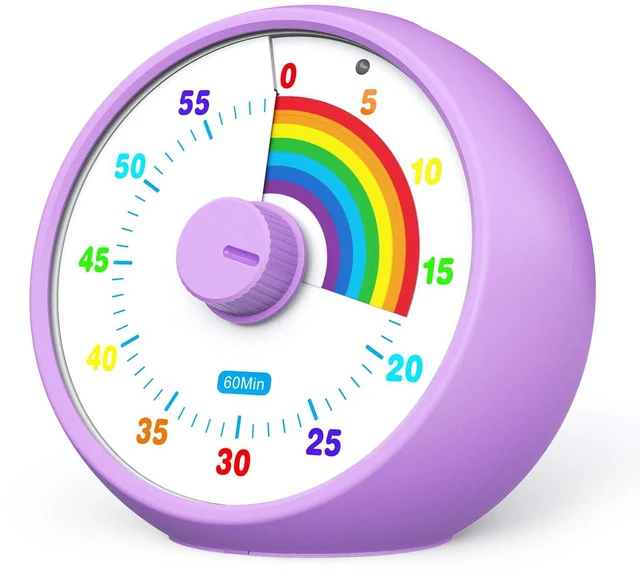 Main image of Visual Timer for Kids, 60-Minute Countdown for Classroom Office Kitchen, Desk Timer Kids Time Management Tools with Silent Operation, Pomodoro Timer Rainbow Pattern Purple