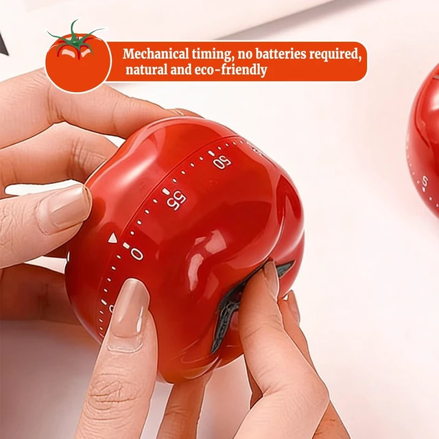 Alt view image 3 of 7 - Egg Timer,Kitchen Timers for Cooking,60 Minute Pomodoro Timer No Battery | Tomato Shape Kitchen Timers with Loud Ring60-Minute Manual Wind Up Timer