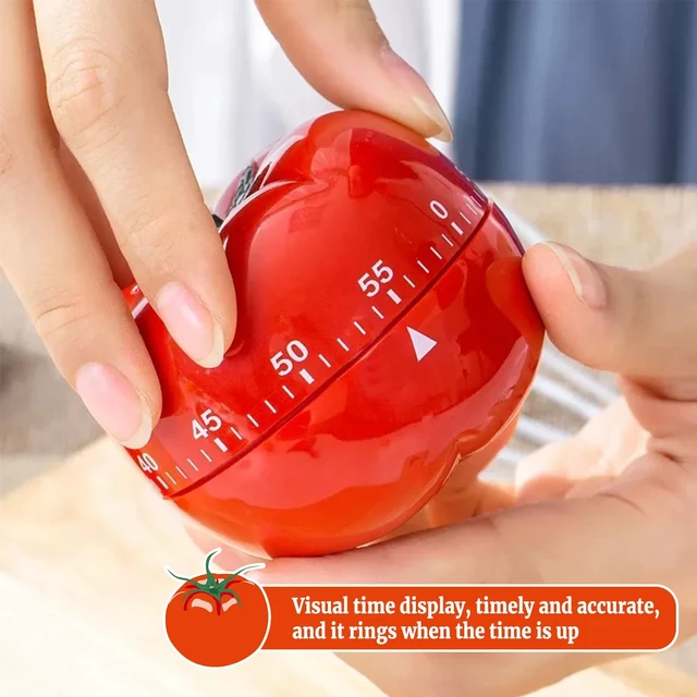Alt view image 4 of 7 - Egg Timer,Kitchen Timers for Cooking,60 Minute Pomodoro Timer No Battery | Tomato Shape Kitchen Timers with Loud Ring60-Minute Manual Wind Up Timer