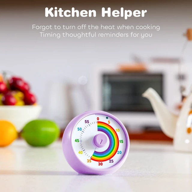 Alt view image 6 of 7 - Visual Timer for Kids, 60-Minute Countdown for Classroom Office Kitchen, Desk Timer Kids Time Management Tools with Silent Operation, Pomodoro Timer Rainbow Pattern Purple
