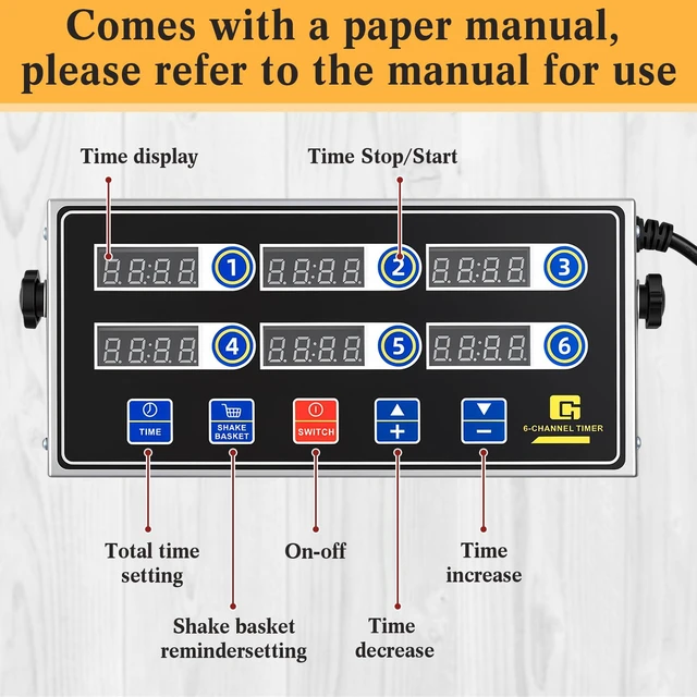 Alt view image 4 of 6 - 2 Pack Commercial Digital Kitchen Timer for Cooking, 6 Channel | Loud Alarm, Large LCD Display, Multi-timer for Small Burger Shops, Chicken Fry Stores & Independent Baking Studios Supplies