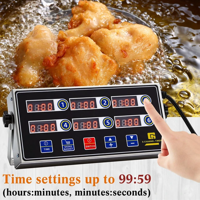 Alt view image 6 of 6 - 2 Pack Commercial Digital Kitchen Timer for Cooking, 6 Channel | Loud Alarm, Large LCD Display, Multi-timer for Small Burger Shops, Chicken Fry Stores & Independent Baking Studios Supplies