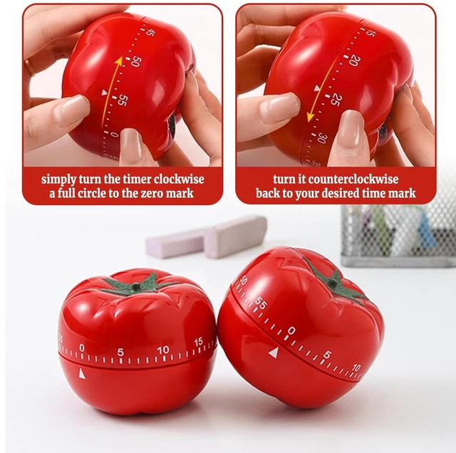 Alt view image 5 of 7 - Egg Timer,Kitchen Timers for Cooking,60 Minute Pomodoro Timer No Battery | Tomato Shape Kitchen Timers with Loud Ring60-Minute Manual Wind Up Timer