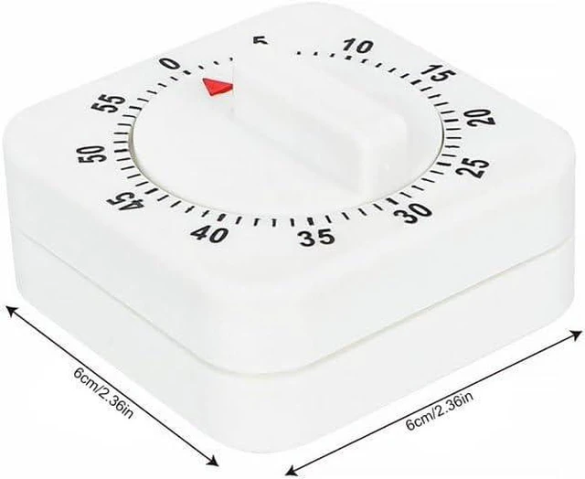 Main image of White Timer Clock Square 60-Minute Mechanical Kitchen Timer Wind up Visual Cooking Clock with Loud Alarm No Batteries Required Ideal for Cooking Baking and Kitchen