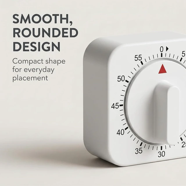 Alt view image 3 of 6 - White Timer Clock Square 60-Minute Mechanical Kitchen Timer Wind up Visual Cooking Clock with Loud Alarm No Batteries Required Ideal for Cooking Baking and Kitchen