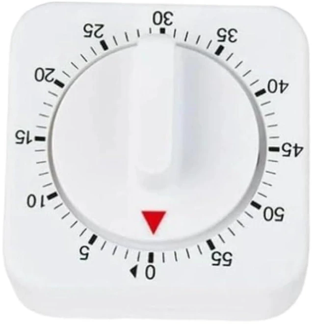 Main image of White Timer Clock Square 60-Minute Mechanical Kitchen Timer Wind up Visual Cooking Clock with Loud Alarm No Batteries Required Ideal for Cooking Baking and Kitchen