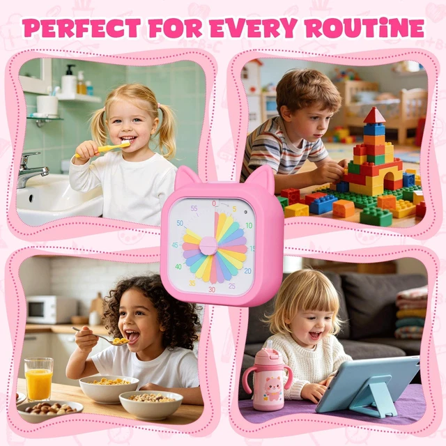 Alt view image 4 of 7 - Cat Visual Timer for Kids, 60 Min Countdown, 3 Sound Modes | Cute Pomodoro rainbow timer disk timer for classroom, home study, kids desk, office desk, meetings, time management tool