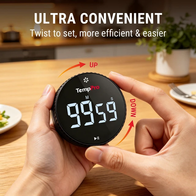 Alt view image 2 of 7 - Magnetic Kitchen Timers for Cooking, Digital Timer for Kids Teacher | Countdown Timer with Easy-Twist Knob, Loud Alarm & Silent Mode, Classroom Timer with Large LED Display for Office Workout