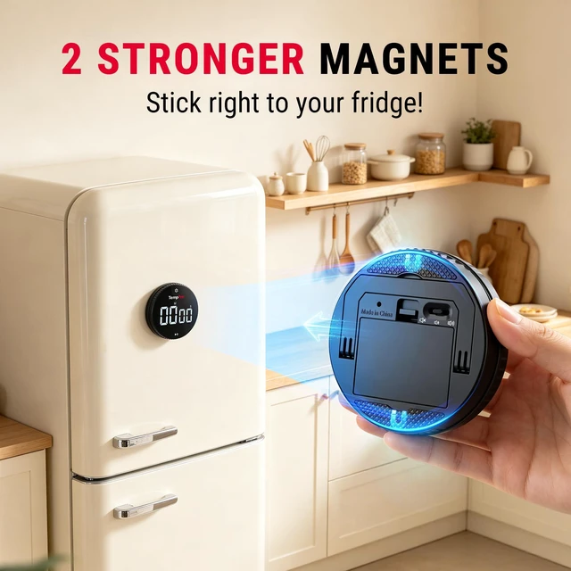Alt view image 3 of 7 - Magnetic Kitchen Timers for Cooking, Digital Timer for Kids Teacher | Countdown Timer with Easy-Twist Knob, Loud Alarm & Silent Mode, Classroom Timer with Large LED Display for Office Workout