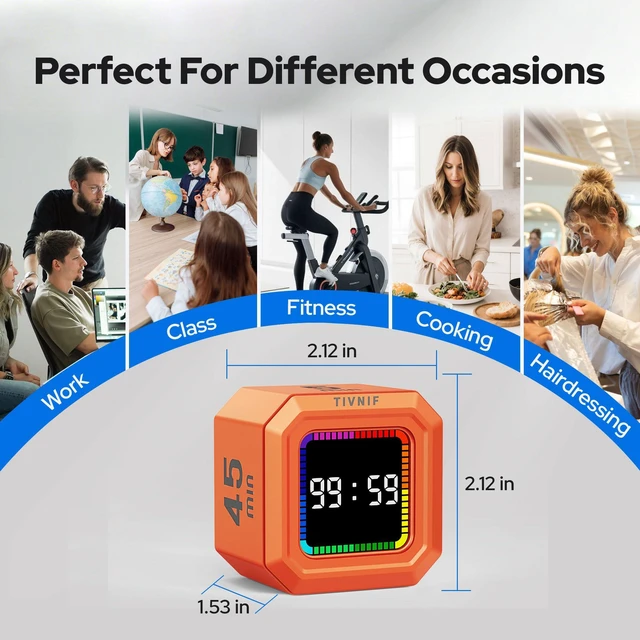 Alt view image 7 of 7 - Kitchen Timer Visual Timer for Kids Color Display Gravity Sensor Cube | Digital Pomodoro Timer with Loud Alarm, Magnetic Back, Easy Use for Cooking, Classroom, Study & Productivity