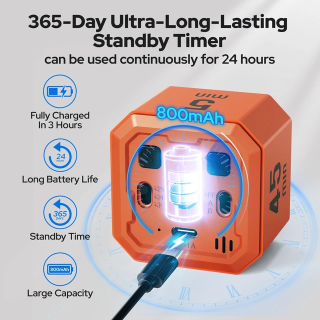 Alt view image 5 of 7 - Kitchen Timer Visual Timer for Kids Color Display Gravity Sensor Cube | Digital Pomodoro Timer with Loud Alarm, Magnetic Back, Easy Use for Cooking, Classroom, Study & Productivity