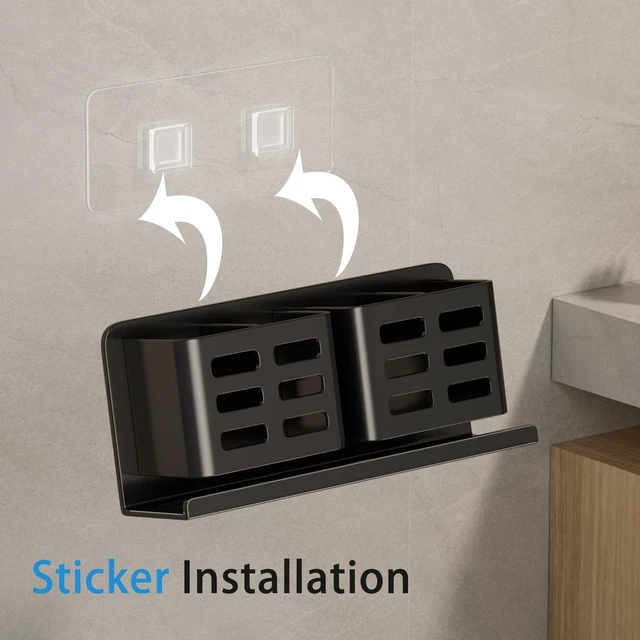 Alt view image 5 of 7 - Aluminum Toothbrush Holder Wall-MountedBathroom Rack4 SlotBlack | Bracket Shower Toothbrush Razor Holder Suitable for Toothbrush, Toothpaste, Razor and Comb etc Bathroom Storage