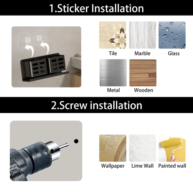 Alt view image 7 of 7 - Aluminum Toothbrush Holder Wall-MountedBathroom Rack4 SlotBlack | Bracket Shower Toothbrush Razor Holder Suitable for Toothbrush, Toothpaste, Razor and Comb etc Bathroom Storage