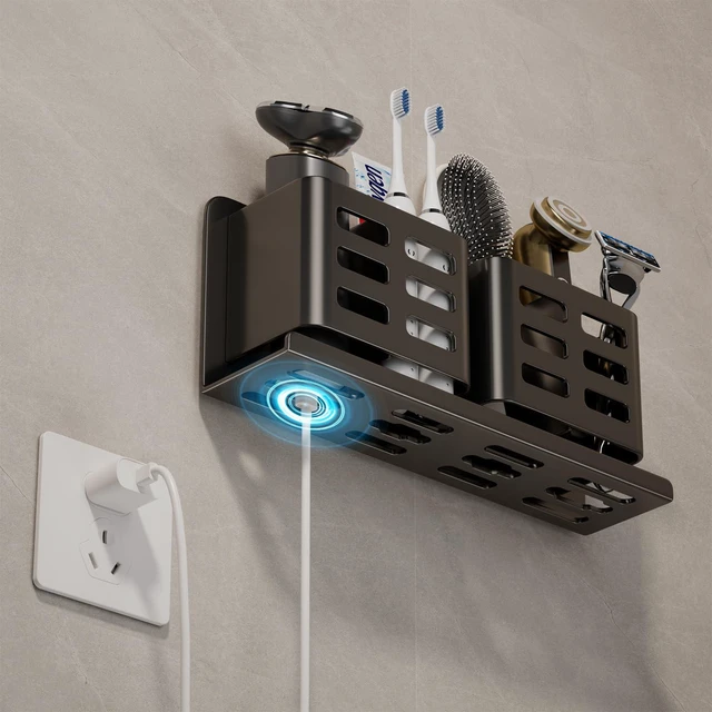 Alt view image 3 of 7 - Aluminum Toothbrush Holder Wall-MountedBathroom Rack4 SlotBlack | Bracket Shower Toothbrush Razor Holder Suitable for Toothbrush, Toothpaste, Razor and Comb etc Bathroom Storage